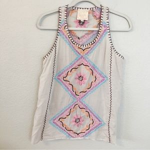 Sincerely Mary Boutique‎ Embroidered Boho Tank Small